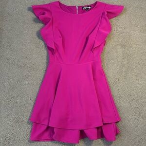 Flutter Sleeve Double-Hem Fit & Flare Dress